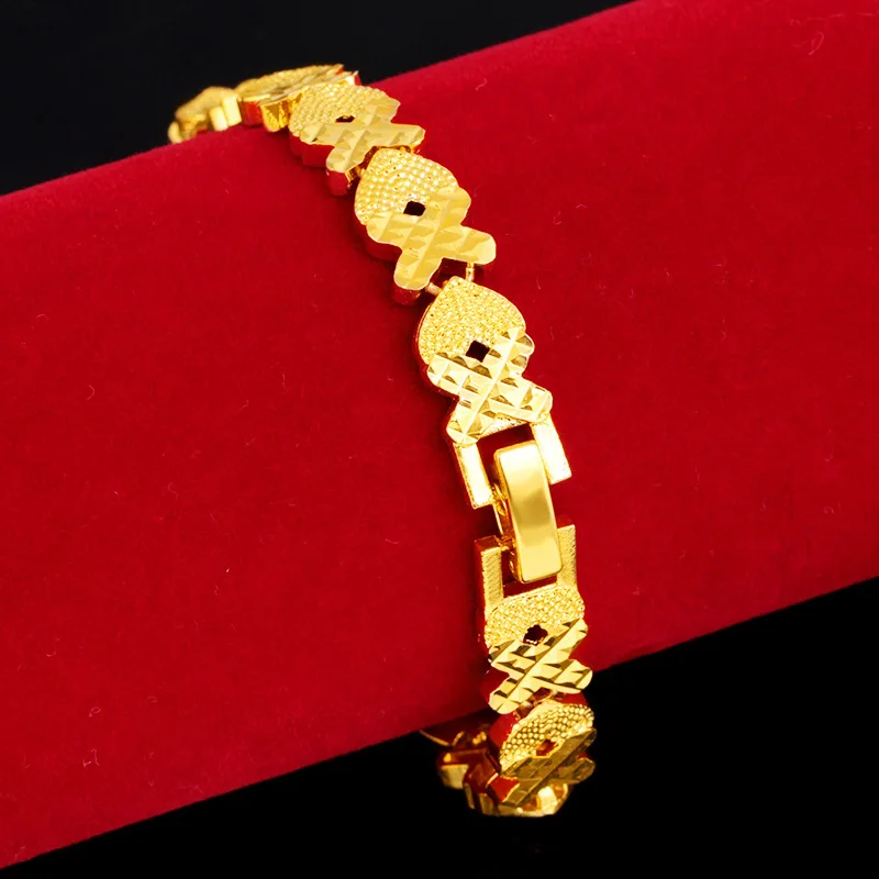Pure Gold Delicate Hip-Hop Love Watch Chain For Women 24K Gold AU999 | Exquisite craftsmanship, comfortable to wear