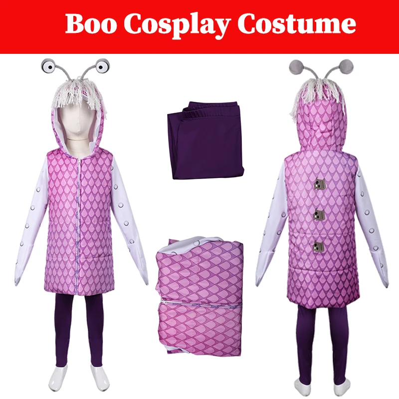

Monsters Inc Cartoon Kids Boo Cosplay Costume With Hat Coat Pants Children Child Fantasia Clothing Uniform Halloween Party Suits