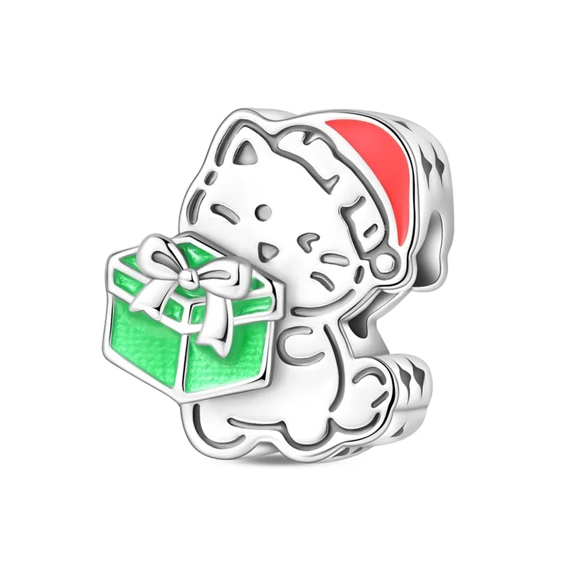 

Original 925 Sterling Silver Cute Gift Cat Charms Bead Fit 3mm Bracelet Women Fine DIY Birthday Jewelry Gifts