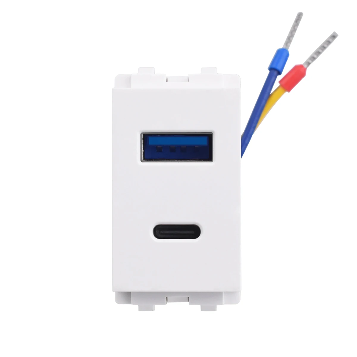 COSWALL AC 100-240V 128 Type Type-C &A Dual USB Charger 36.3*23mm Size Wall Socket DC 5V,2A Max. Module DIY White / Black