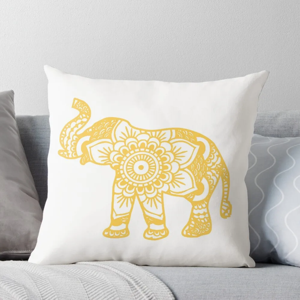 

Mandala Elephant Yellow Throw Pillow bed pillows Christmas Cushion For Home