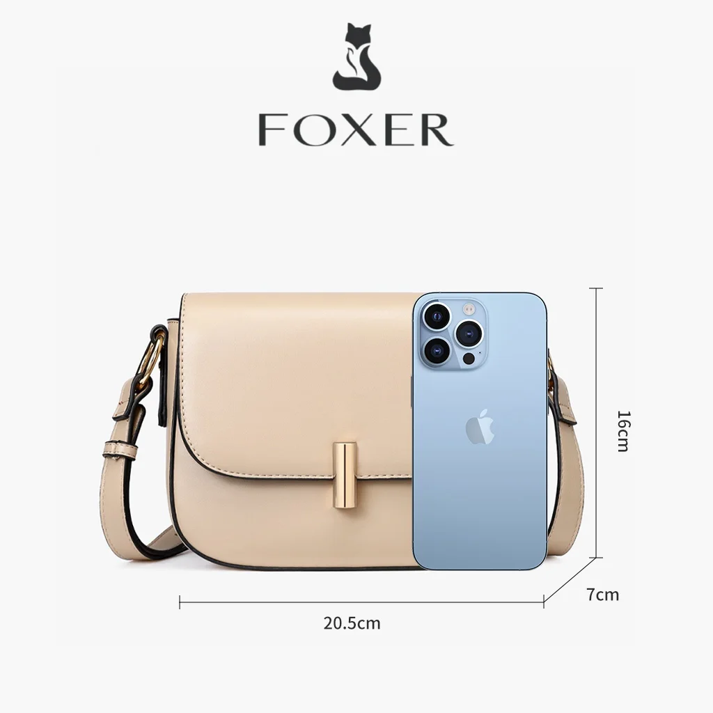 

FOXER PU Leather Women Shoulder Bag Fashion Casual Lady Crossbody Messenger Bag Simple Small Square Purse for Girls