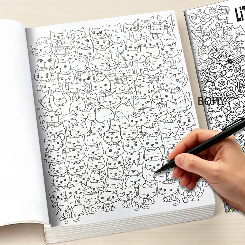 1 Large-sized Brain Hole Intensive Graffiti Healing and Coloring Painting Album, 30 Pages of Drafts, Home Leisure and Relaxation