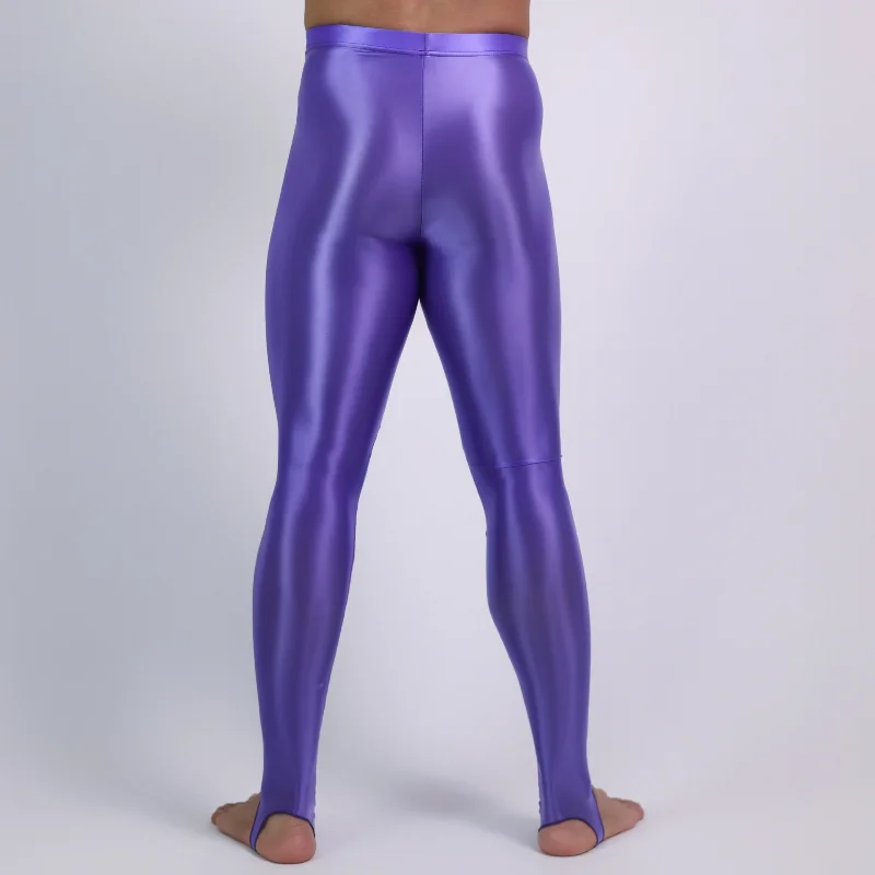 Men Leggings Sexy Shiny Glossy See Through Lingerie Silky Tight Elastic Bodybuilding Pants Skinny Soft Pouch Bottoms Trousers - view 3