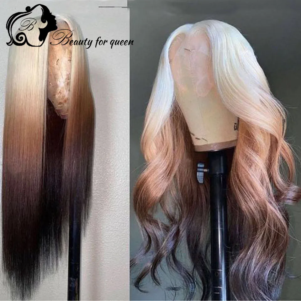 Brazilian Human Hair Lace Frontal Wig 60 Light Blonde Mint Green Grey Colored Wigs 13x4 Lace Front Wigs Invisible Lace Melting