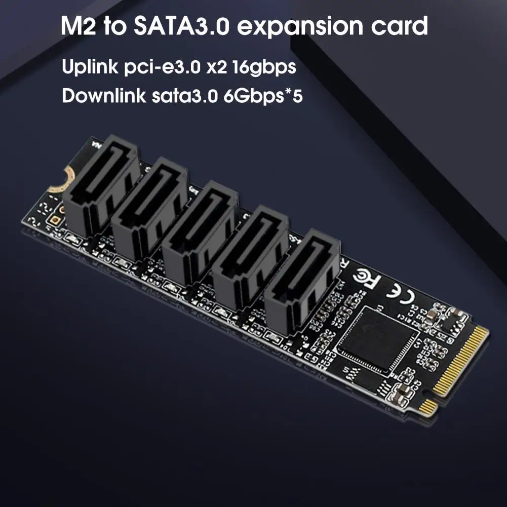 

PH56 Solid State Drive Expansion Card High Speed 5 Ports JMB585 M2 PCIE to SATA 6G SSD SATA Adapter for Windows