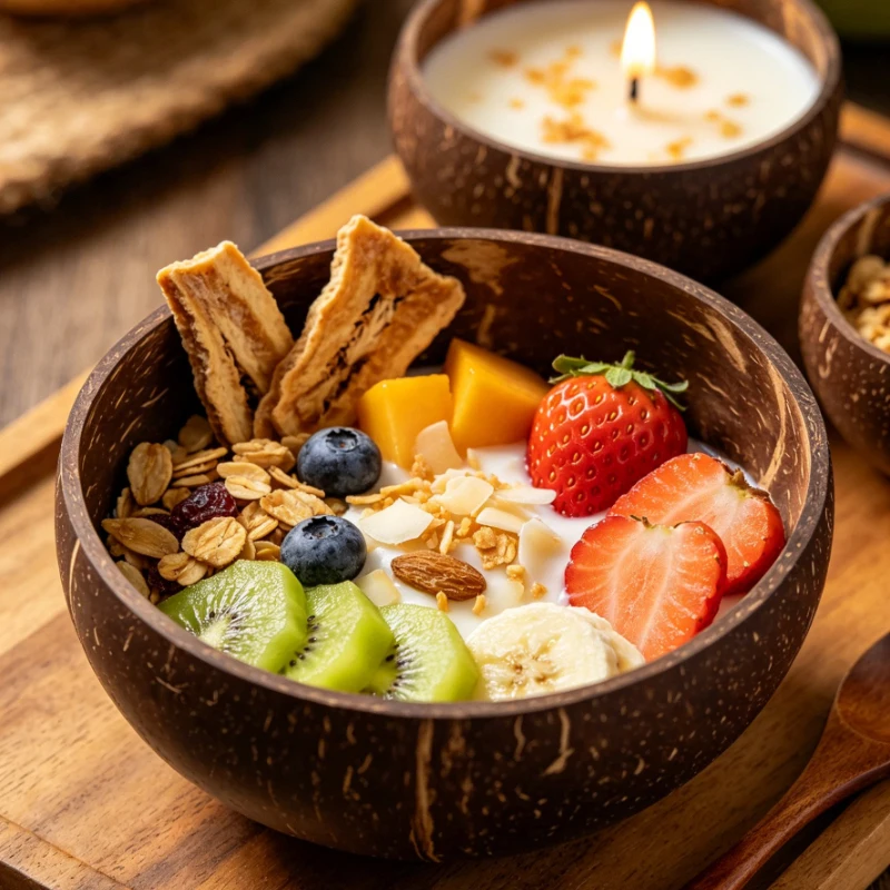 1/2PC Natural Coconut Shell Bowl 3 Sizes Coconut Bowl for Acai Smoothie Salad Fruit Dessert  Reusable Light Food Container
