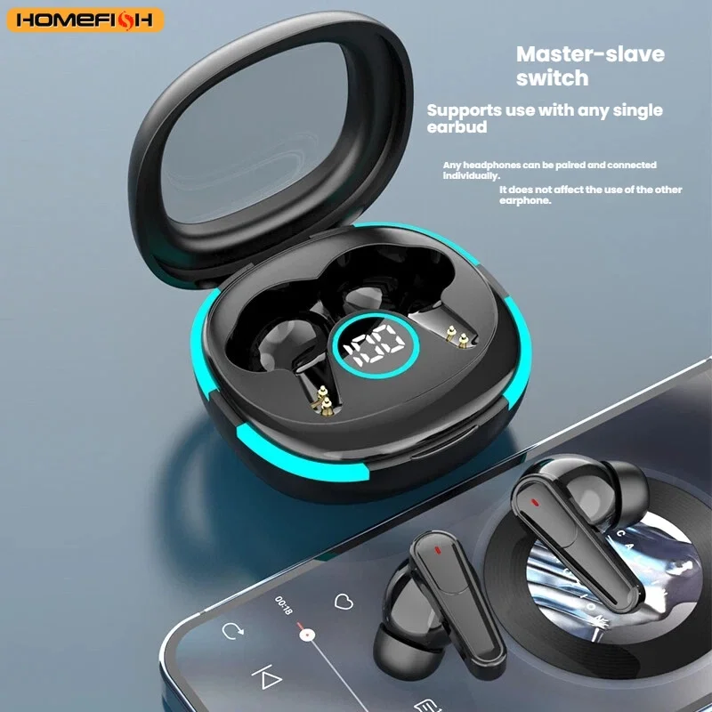 Wireless Bluetooth headphones, ANC and ENC noise-canceling headphones, LED digital display, smartphone stereo headphones view 3