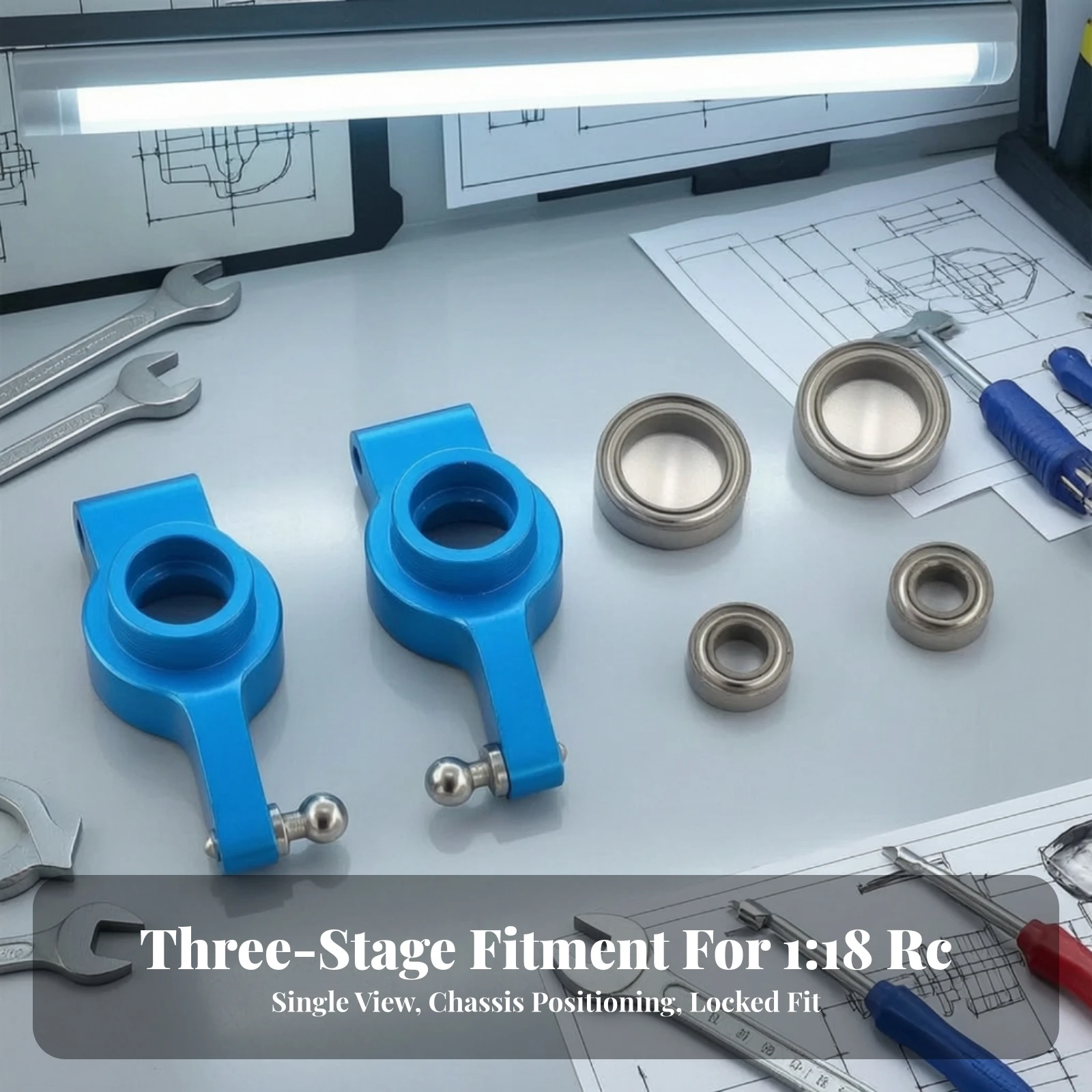 RC Rear Hub Carrier Kit Machined Metal Hub Carriers with Bearings Hubs Carrier Bearings Kit Anodized Accessory Compatible
