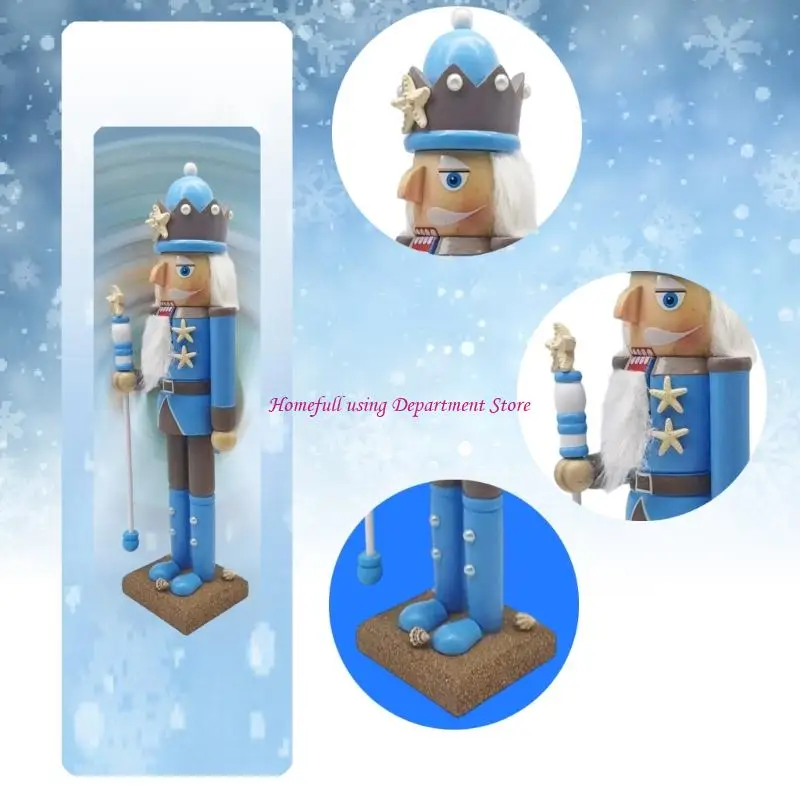  Nutcrackers King Statue Ocean Coastal Theme Christmas Wooden Tabletop Ornament