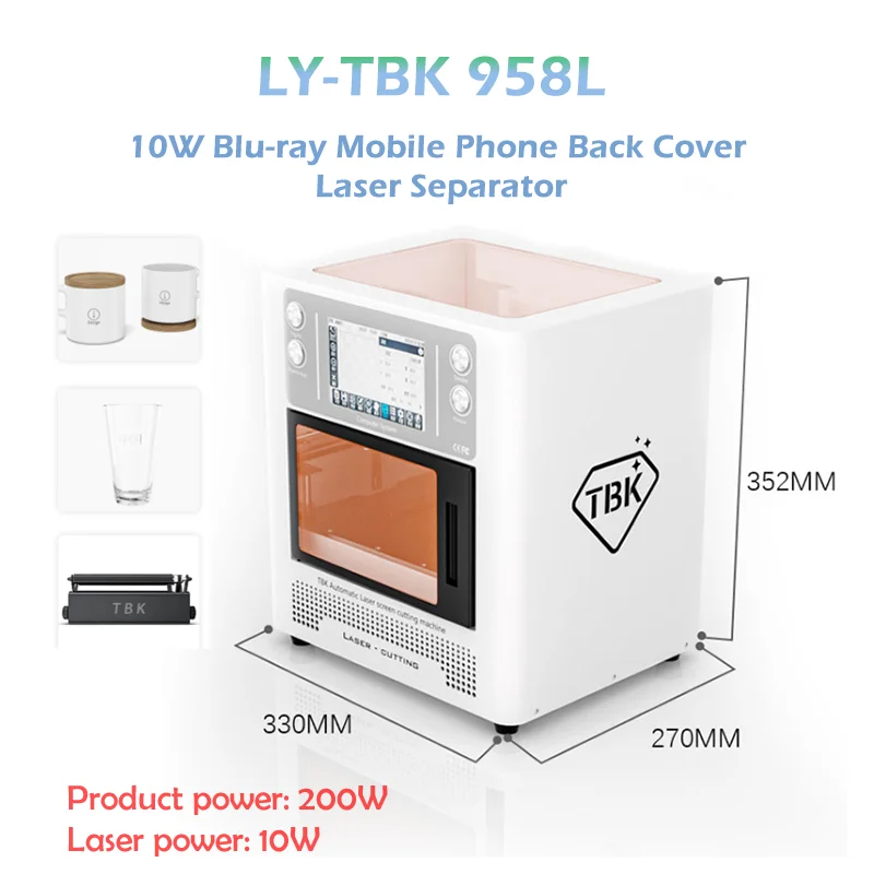 

LY-TBK 958L 10W Blu-ray Mobile Phone Back Cover Laser Separator For IPhone 8 To 13 14 Pro-max 15 Rear Glass Screen Removing Mark