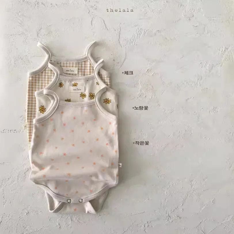 2025 여름 새 아기 민소매 슬링 바디 슈트 코튼 편안한 신생아 의류 유아 유아 솔리드 단순 점프 슈트 0-24M