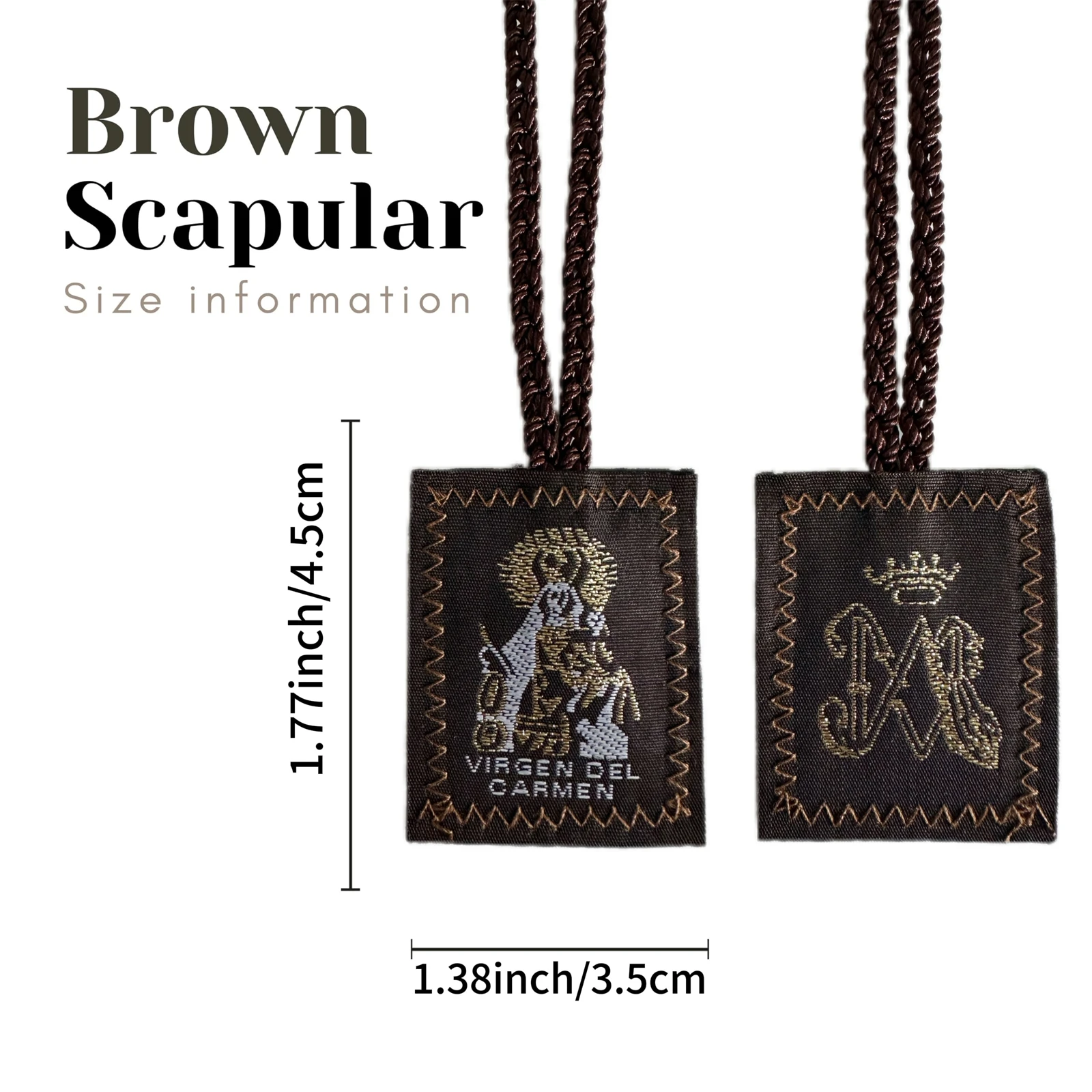 3 Pack Brown Escapulario De La Virgen Del Carmen, Green San Judas Tadeo Escapularios Catolicos, Red Virgen De Guadalupe Necklace