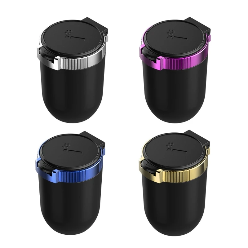 Car Ashtray with Lid and Removable Metal Liner Cig Tray for in-Car Cleanup