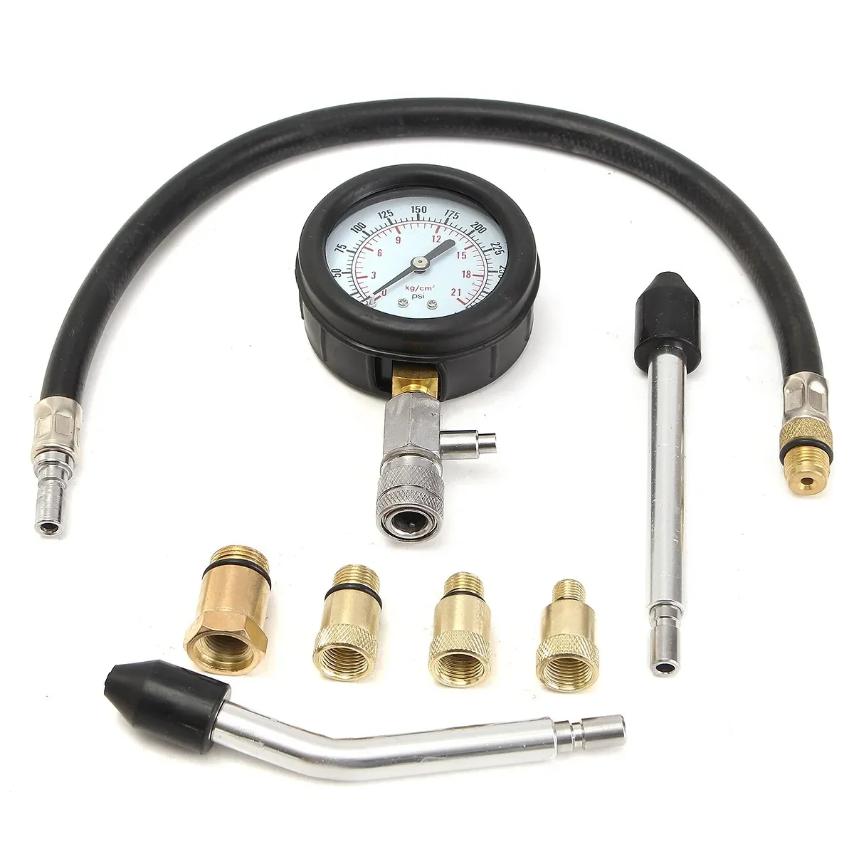 Petrol Engine Pressure Gauge Tester Kit Set Compression Leakage Diagnostic Compressometer Tool For CAR Auto With Case