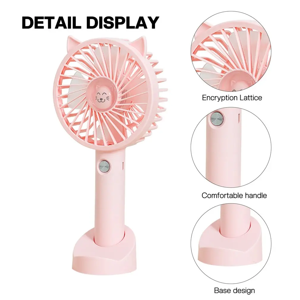 Portable Usb Rechargeable Fans Mini Cat Handheld Fan Cooling Desktop Fan With Base 3 Modes For Travel Outdoor Dropshipping