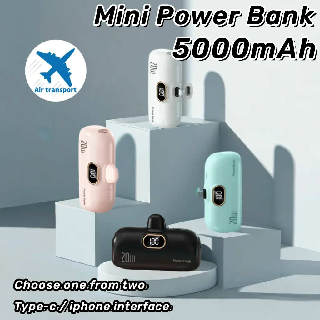 

Mini Power Bank 5000mAh High capacity Capsule Power Bank Digital Display 20W Fast Charging