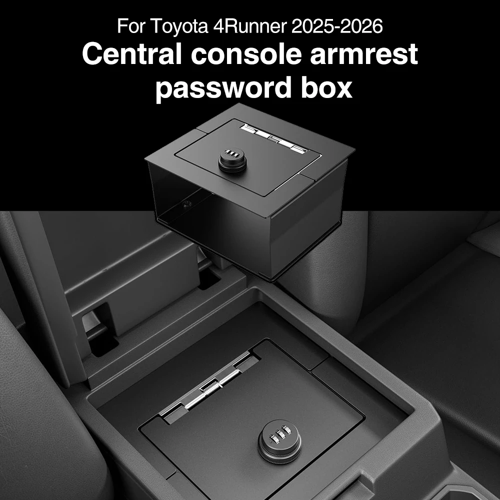 For Toyota 4Runner 2025 2026 Center Console Password Box Armrest Security Safe Lock Organizer Secure Vault Interior Accessories