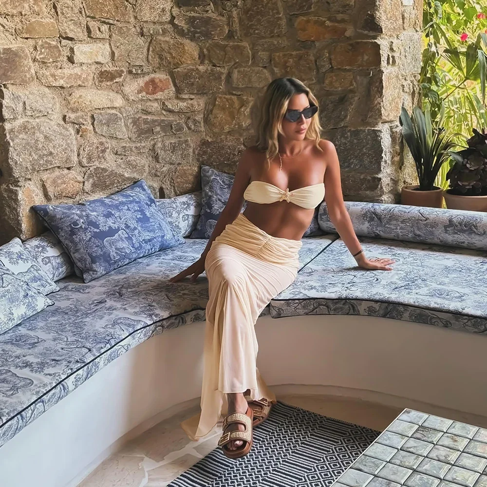 Sexy Starfish 3 pezzi Micro Bikini Costume da bagno donna 2024 Costumi da bagno Costume da bagno Beachwear con gonna lunga Bikini Set Biquini