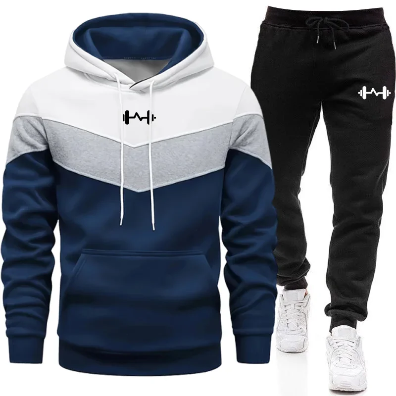 

2025 Fashion Men's Tracksuit Hooded Sweatshirt Black Sweatpants Male Outdoor Casual Sporty Jogger Set Gym Fitness Hoodie Outfits