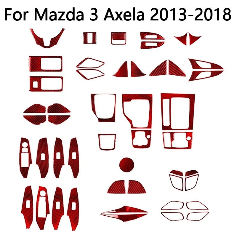 For Mazda 3 Axela 2013 2014 2015 2016 2017 2018 Car Interior Decorative Accessories Carbon Fiber Red Stickers Window Lift
