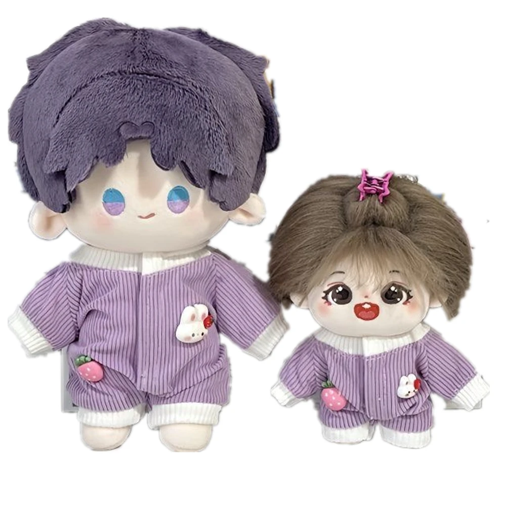 2Pcs/Set Kawaii Pajamas Bib Outfit  For 10/20cm Cotton Stuffed Doll Clothes  Jumpsuits Accessories Gift Toy