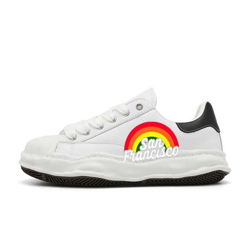 

San Francisco LGBT Gay Pride Rainbow FlagVintage Fashion Street Sneakers，The design is retro, stylish, comfortable, and versatil