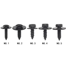 Parafuso Fender do corpo do metal do carro, Parafuso auto tocando, Parafuso prendedor preto, 10pcs