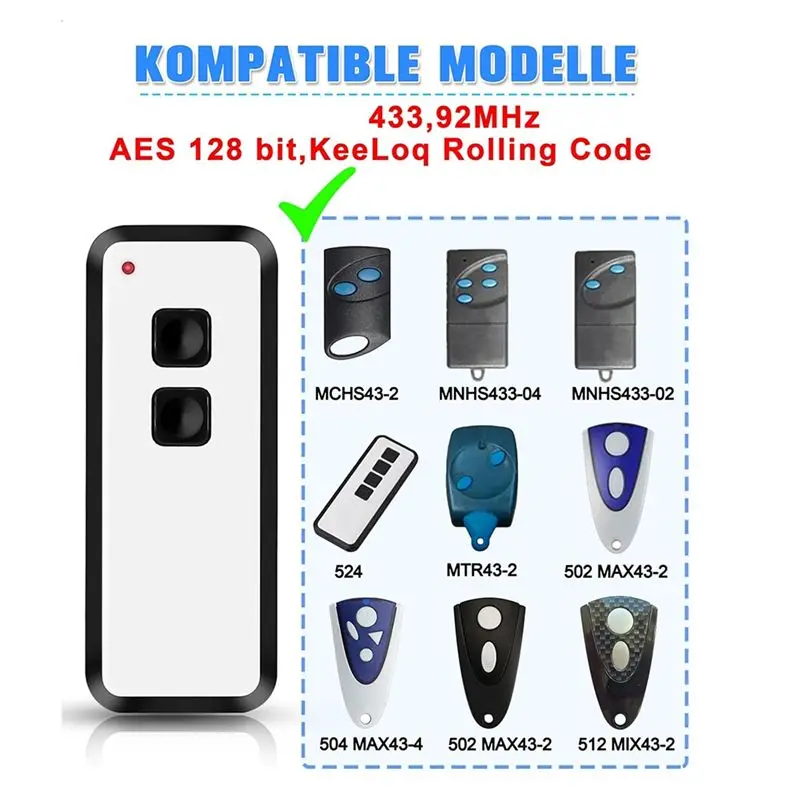 433.92 Mhz Garage Door Remote Control, For NOVOFERM NOVOTRON 502 MAX43-2, MINI-NOVOTRON 522,Garage Door Opener