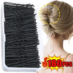 180/60Pcs Black Hair Clips Bobby Pins Fashion BB Hairpins Metal Barrettes Invisible Waved Hairgrip Hairstyle Styling Accessories