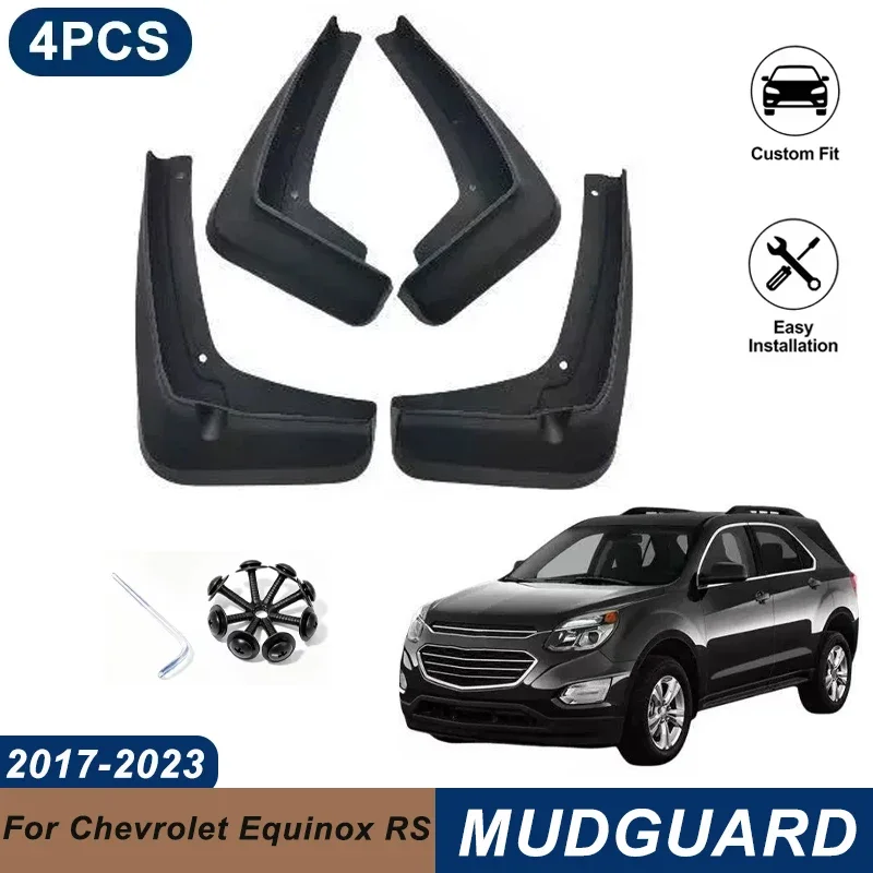 4PCS Car Mud Flaps For Chevrolet Equinox RS 2017-2023 Waterproof Anti-Splash Fender Mudguards Auto Exterior Accessories