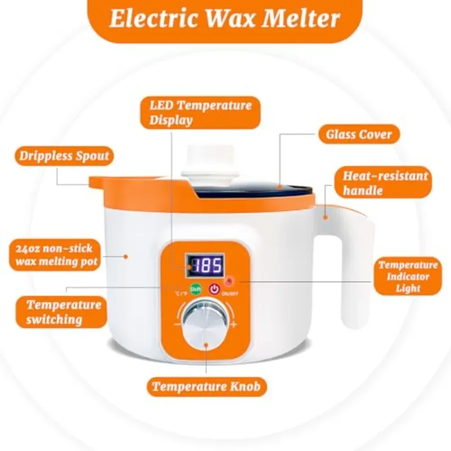 FirmHome StoreDigital Wax Melter For Candle Making Electric Wax Melting Pot With Pouring Spout Candle Wax Melting Pot With Temp