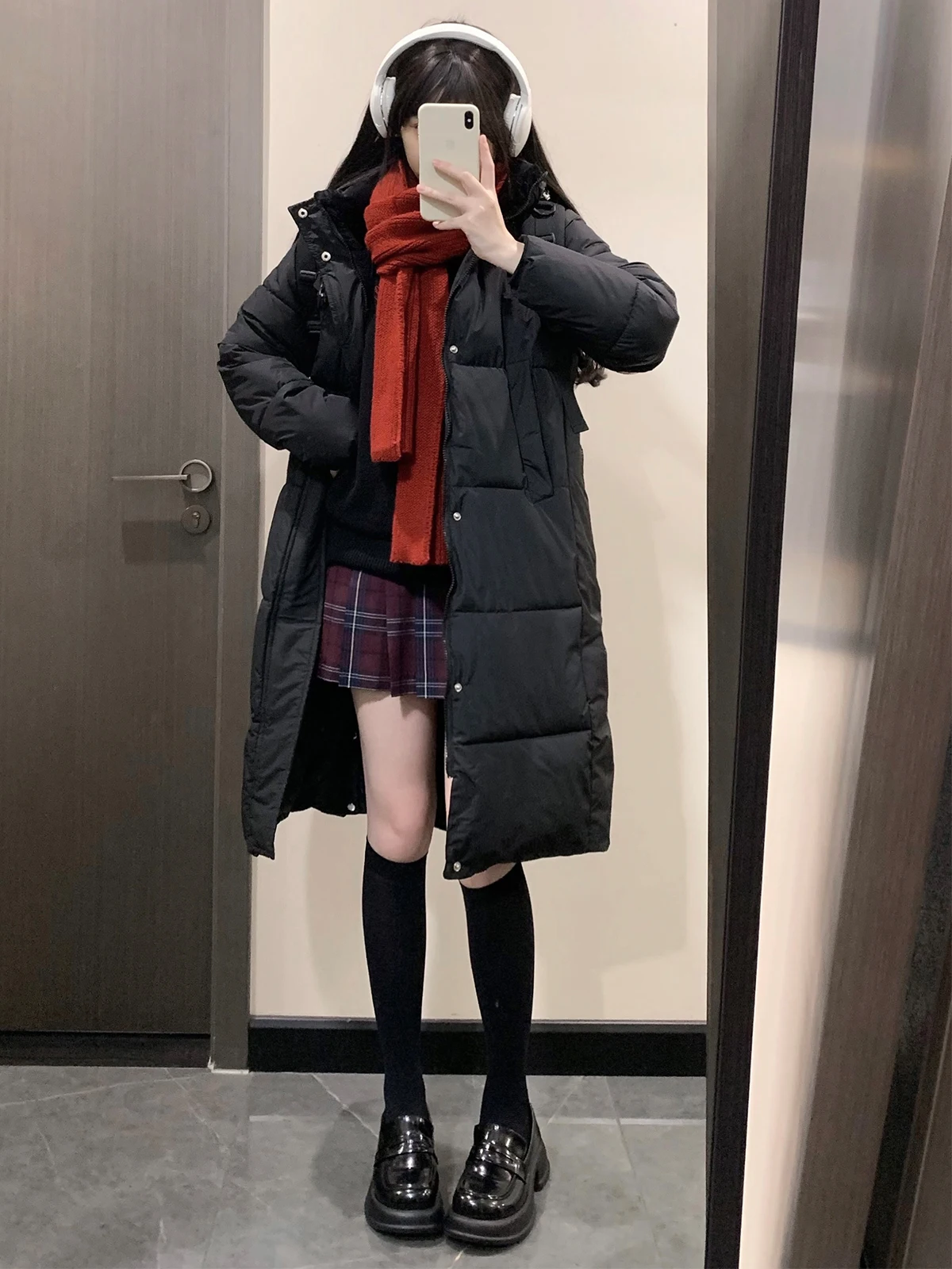 

Женская зимняя хлопковая куртка с длинным капюшоном и длинным капюшоном, верхняя одежда Snowy Day, универсальное черное пальто, теплое удобное пальто средней длины