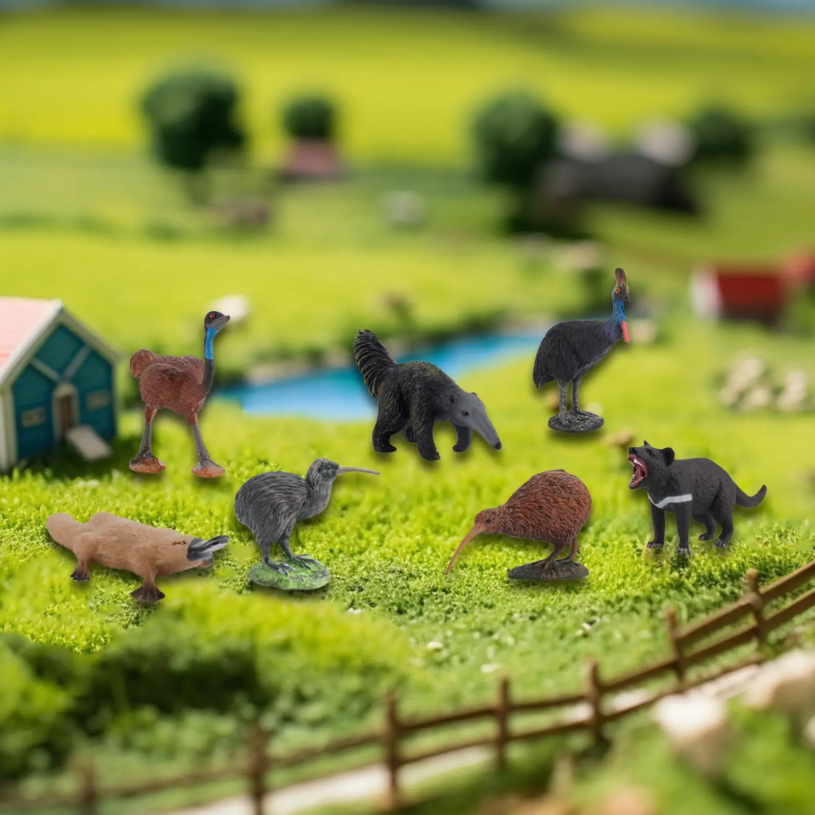 Figuras de animales de 7 piezas, modelos de decoración de escritorio, juego de figuras de animales realistas para niños y niñas, suministros para fiestas