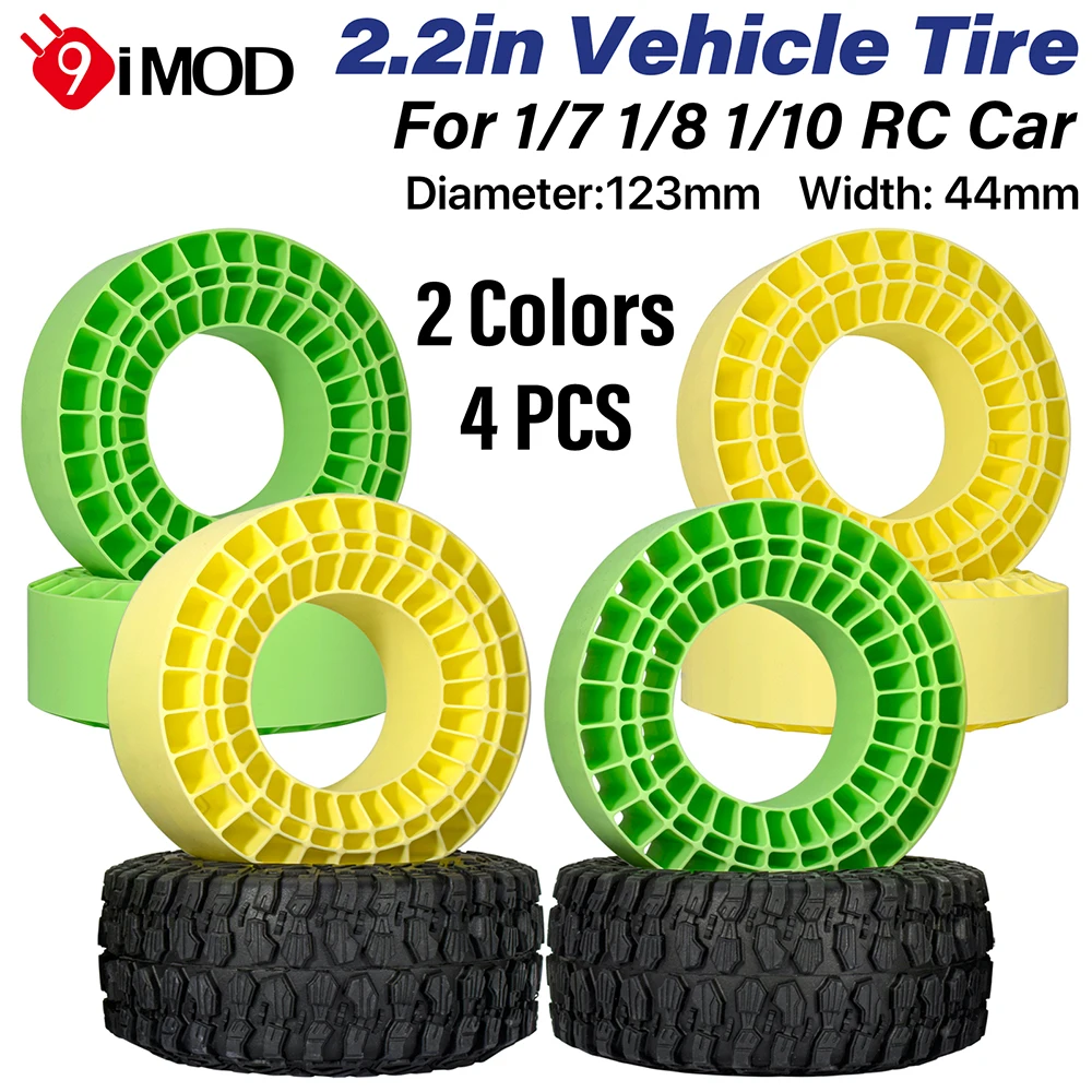 9IMOD 4 stuks Siliconen Rubber Inserts 2.2 "Banden Super Zachte Wielbanden 123*45MM Voor 1/7 1/8 1/10 Afstandsbediening Klimmen Auto