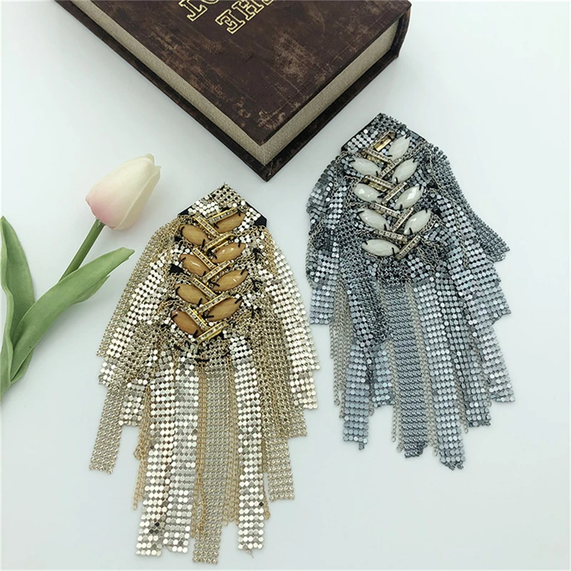 1PCS Fashion Handmade Shoulder Jewelry Tassel Rhinestones Epaulettes Clothing Accessories Brooch Epaulet Shoulder Brooches Gift