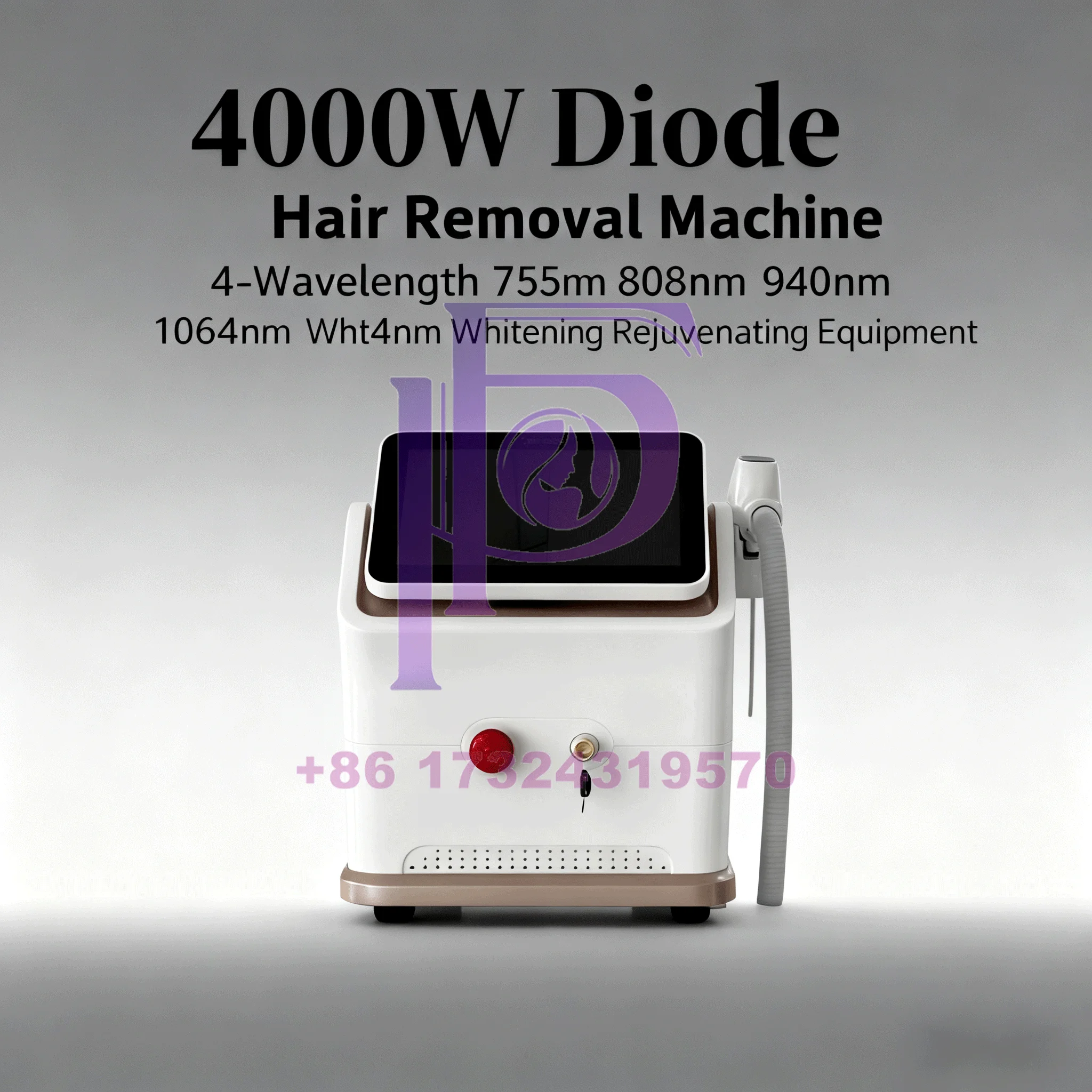 

4000W Diode Hair Removal Machine 808nm Adjustable Wavelengths 755/808/940/1064nm for Home & Salon Whitening Treatment