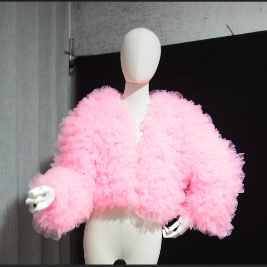 plus size Cropped Ruffle Jacket Tulle Jacket wedding cape bolero Wrap bridalaccessory custom size