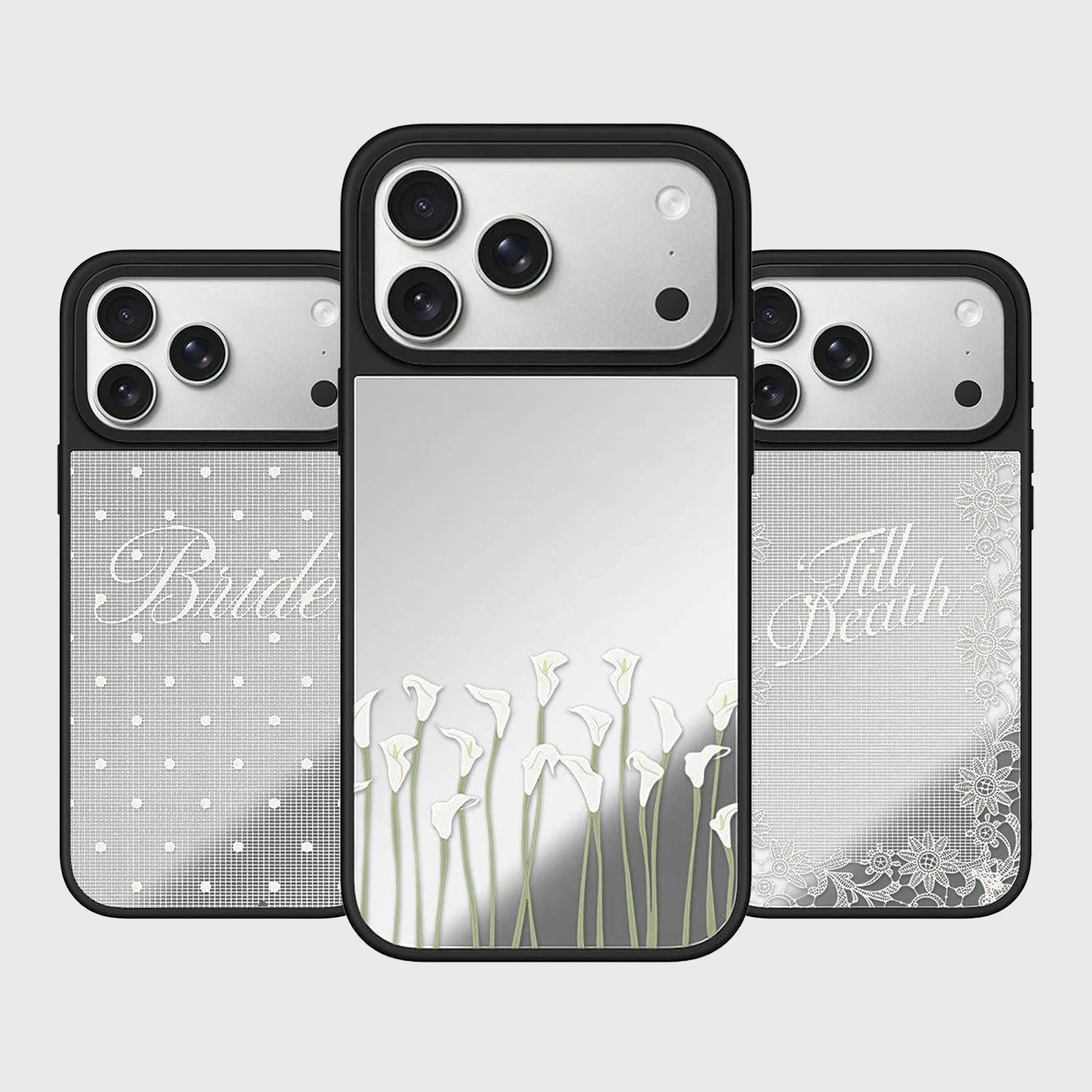 

White Flower Green Stem Mirror Surface Magnetic Phone Case Cover for IPhone 12 13 14 15 16 17 Pro Max Case for IPhone 17 Air