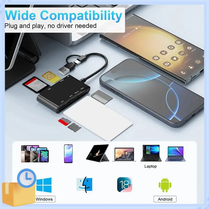 Lecteur de cartes multiples USB C USB 3.0 populaire 6 en 1, lecteur de carte photo intelligent/MS/M2/TF/SIM/SD, adaptateur Emory Stick Pro Duo