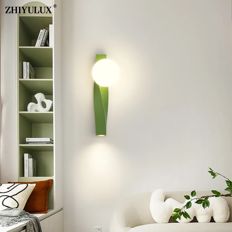 

Simple White Green Red Home Decor New Modern LED Wall Lights Living Room Bedroom Bedside Flats Staircase Lamps Indoor Lighting