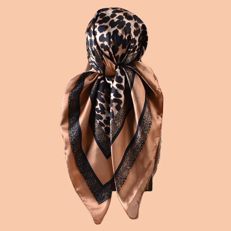 

Женский шелковый платок с леопардовым принтом, большой, модный, для путешествий и вечеринок, универсальный, стильный