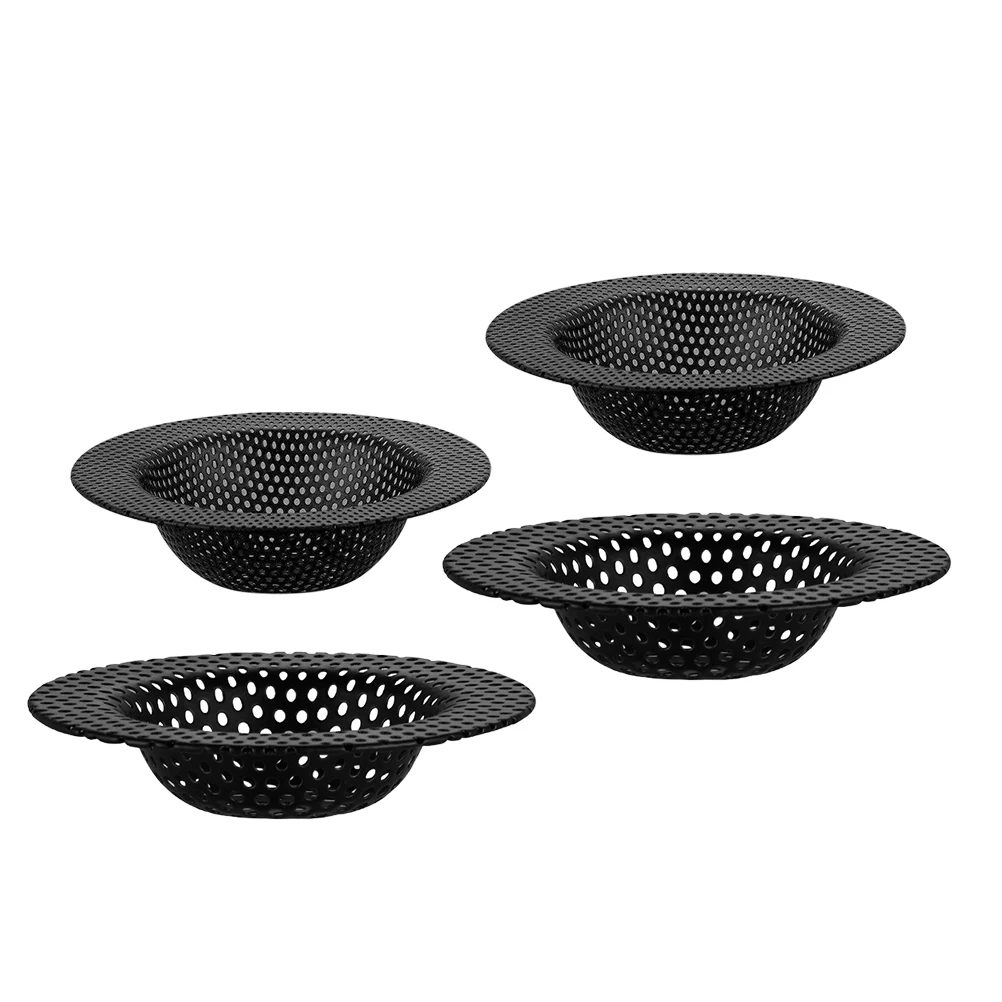 

4Pcs Stainless Steel Sink Strainer Black Matte Drain Filter Basket Kitchen Bathroom Accessories Anti Clogging Durable