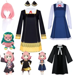 Anime Spy X Fantasia de Cosplay Familiar para Mulheres, Anya Forger, Vestido Preto, Uniforme, Conjuntos Completos, Halloween, Carnaval, Roupas de Festa