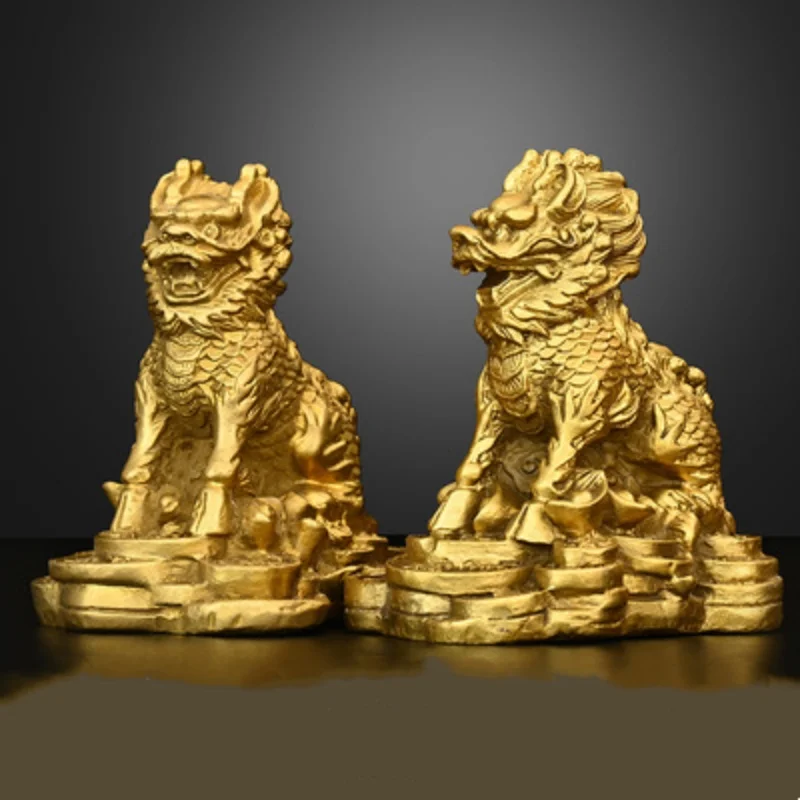

Chinese carved brass qilin ornament a pair of home decoration ornaments creative gift crafts