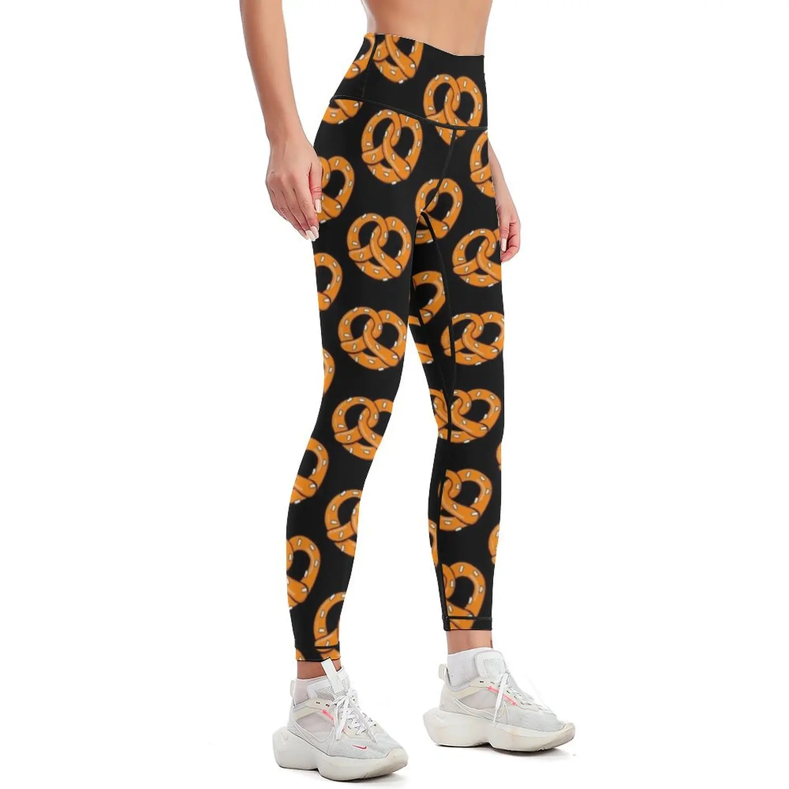 Pretzel and Black Background Leggings gym's sportswear harem pants Womens Leggings