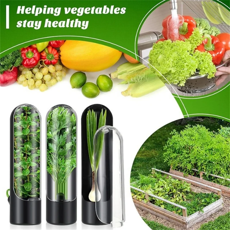 1/2/3PCS Black Fresh Herb Keeper Vanilla Vegetables Fresh Preservation Bottle Herb Saver Storage Container Kitchen Gadgets ﻿