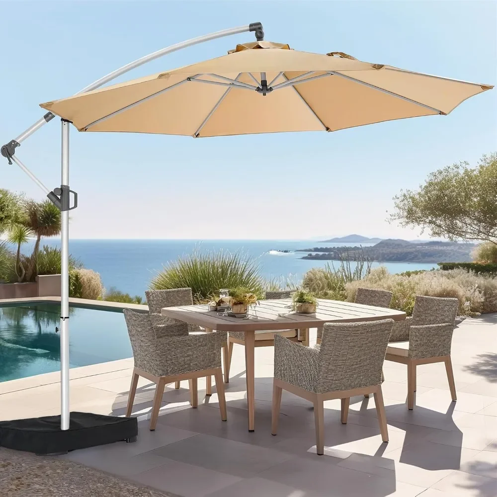 10ft Offset Patio Umbrella with Base Included,cantilever patio umbrellas, 5-Year Fade Resistant UPF50+ UV Protection