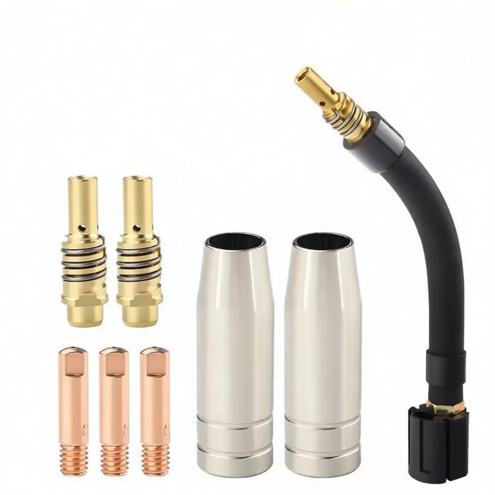 MB15AK MIG Gas Shielded Torch Accessory Kit Durable Contact Tips Nozzle Holder Bend Protection Tube Welder Repair Parts