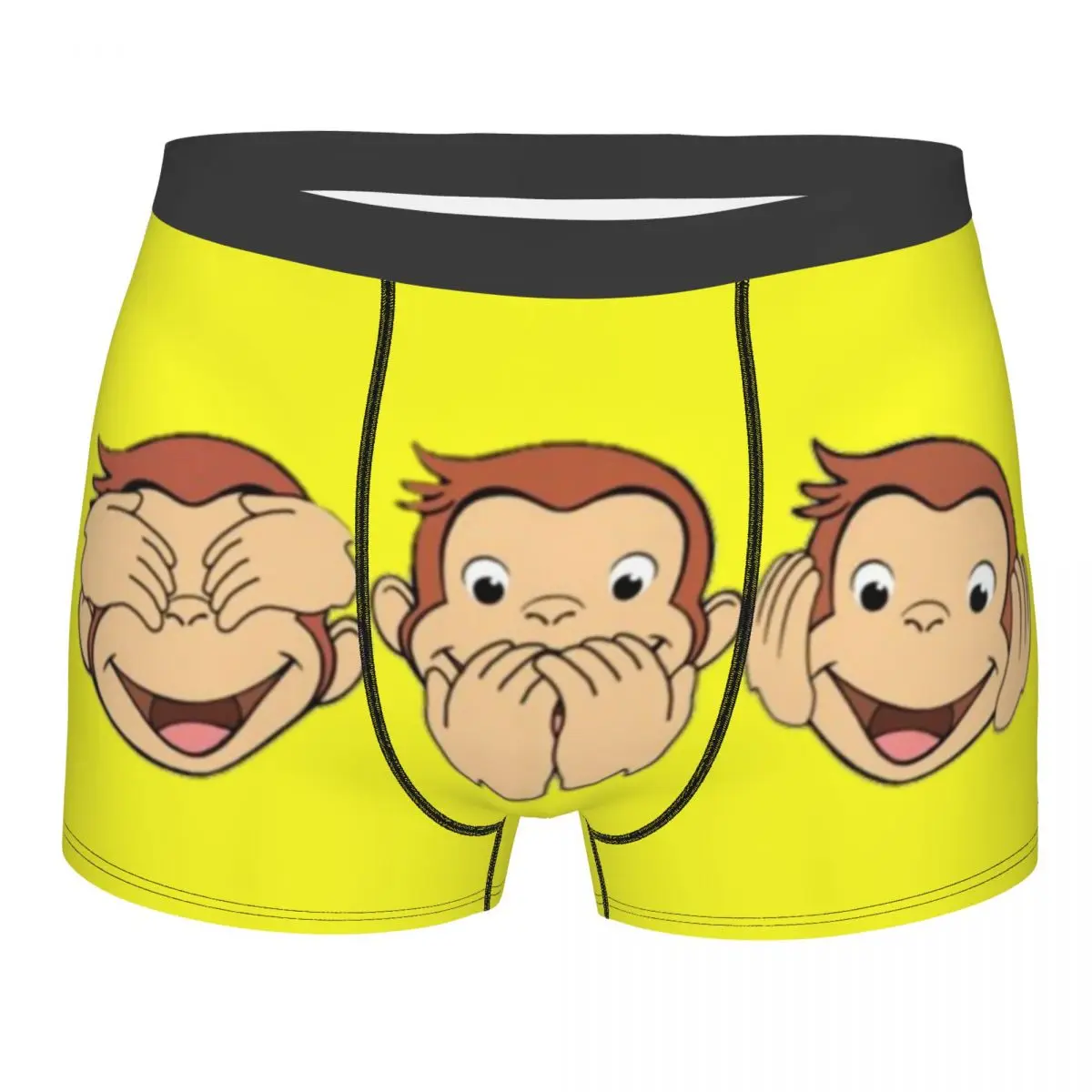 Custom Male Fashion Funny Manga Underwear Curious George Monkey Boxer Briefs Breathable Shorts Panties Underpants